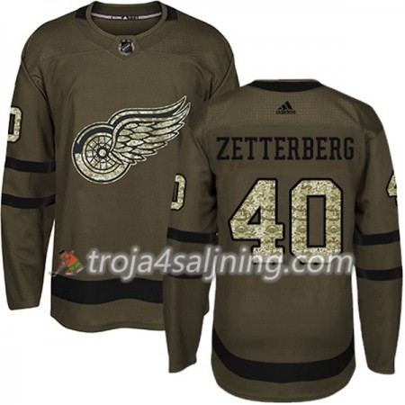 Detroit Red Wings tröja Henrik Zetterberg 40 Adidas 2017-2018 Camo Grön Authentic - NHL Tröjor Herr